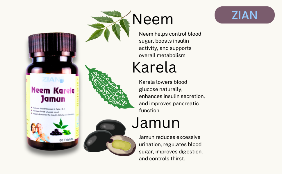 Neem Karela Jamun Tablets – Ayurvedic Blood Glucose Controller Support for Daily Wellness | 30 Tablets