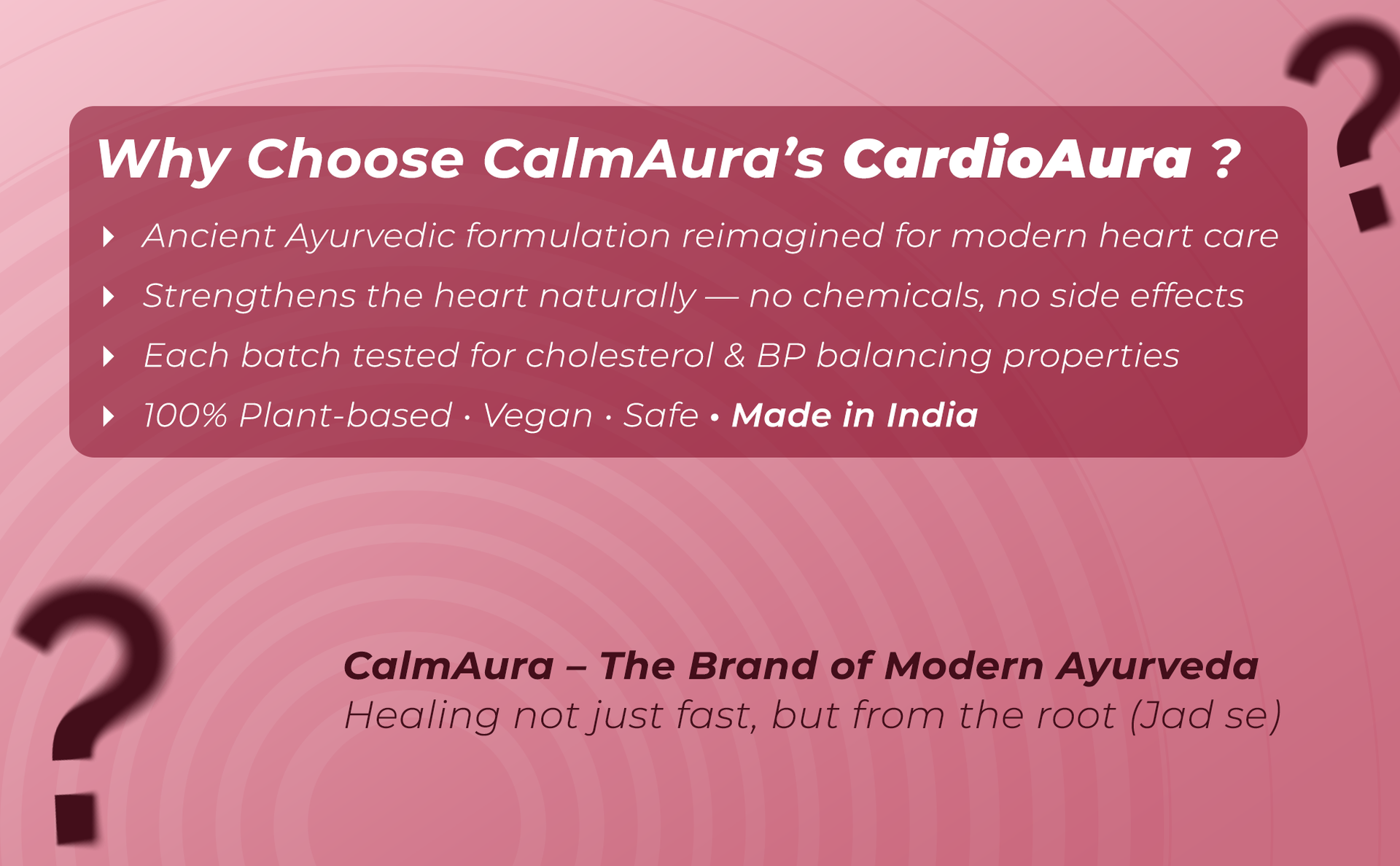 CalmAura CardioAura Ayurvedic Heart Wellness Powder 100g | Herbal Cardiovascular Support for Circulation Vitality & Lipid Balance with Arjuna Garlic Ginger | Vegan