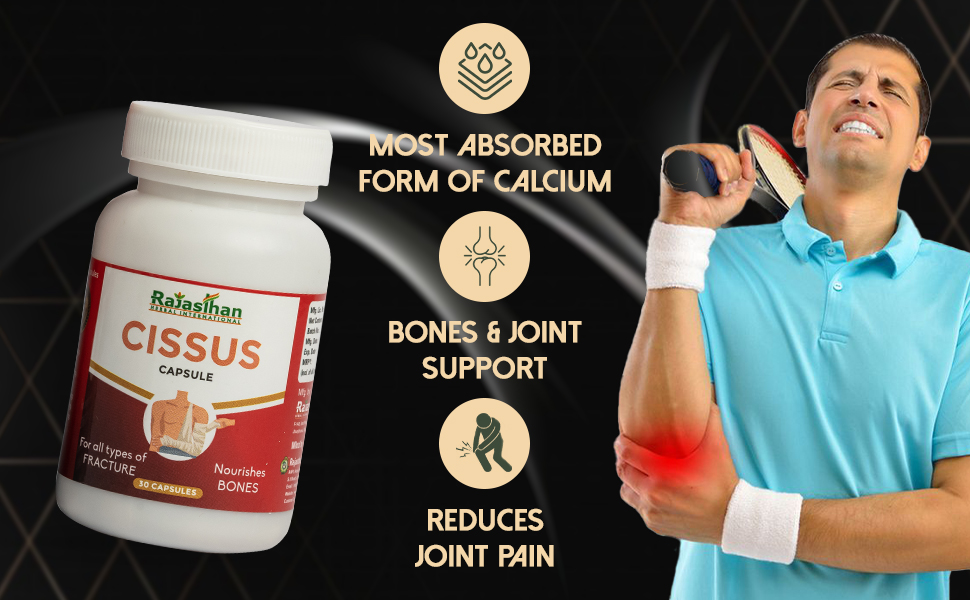 CISSUS Capsules by Rajasthan Aushdhalaya | Helpful to recover bone health | Hadjod | 30 Capsules in 1 pack