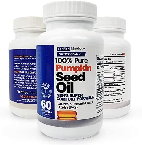 100% Pure Pumpkin Seed Oil - 60 Soft Gels Containing a Rich Nutrient Profile Found in Genuine Whole Foods - Men's Super Comfort Formula - Nutritional Oil Rich in Essential Fatty Acids - 1 Bottle 2