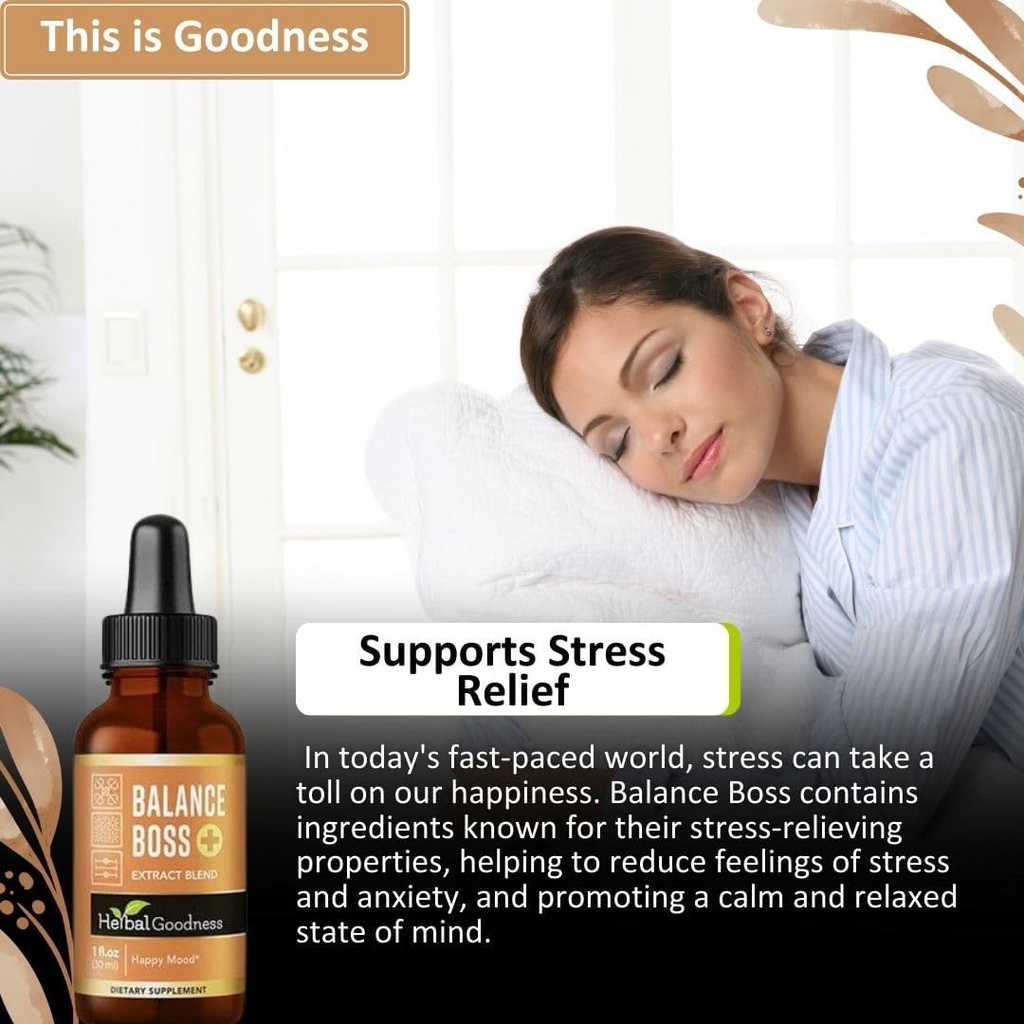 Herbal Goodness Balance Boss - Liquid Mood Support Supplement | Natural Calmness & Emotional Balance Aid | Stress & Energy Boost with Rhodiola Rosea | 1 oz Bottle 6