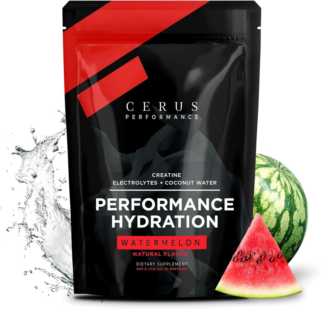 Cerus Performance - Performance Hydration Electrolyte Powder – Watermelon Flavor, 5g Creatine Monohydrate, 500mg Coconut Water Powder – Supports Endurance, Muscle Recovery & Keto 30 Servings 2