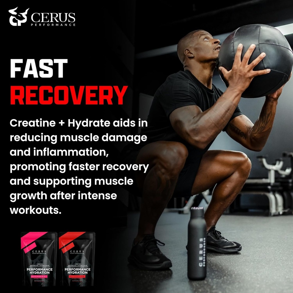 Cerus Performance - Performance Hydration Electrolyte Powder – Watermelon Flavor, 5g Creatine Monohydrate, 500mg Coconut Water Powder – Supports Endurance, Muscle Recovery & Keto 30 Servings 5