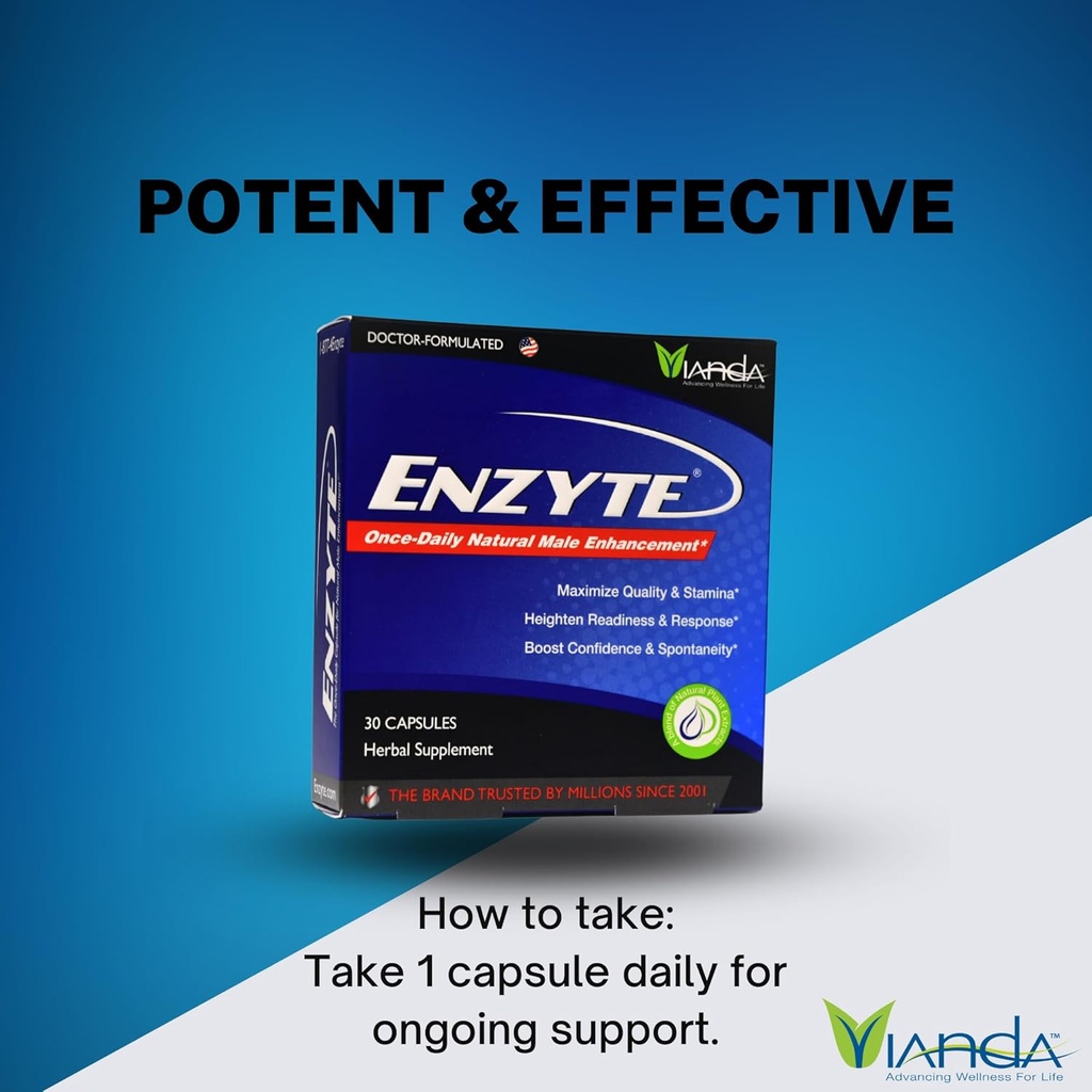 Enzyte® by Vianda Male Enhancement Health Supplement for Blood Flow, Stamina, and Quality, with Asian Ginseng, Ginkgo Biloba, Grape Seed, Horny Goat Weed, Muira Puama - 30 Capsules (3 Pack) 5