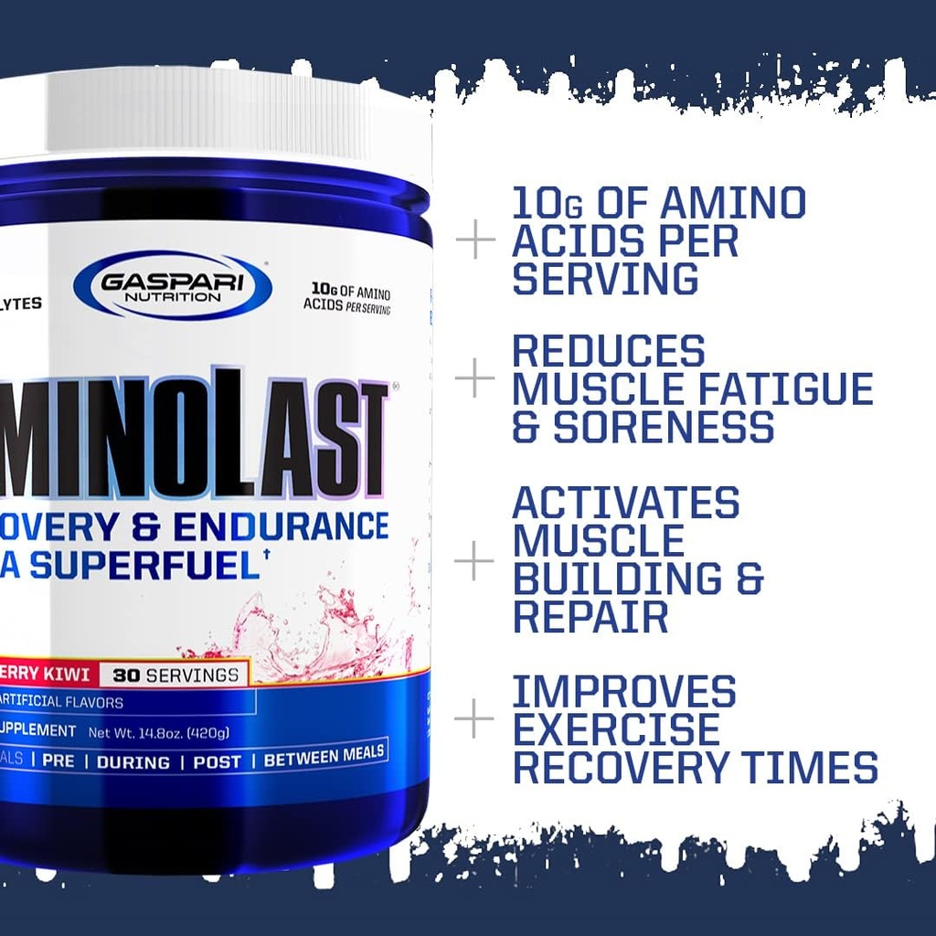 Gaspari Nutrition Aminolast, Recovery and Endurance BCAA Superfuel, 2:1:1 Amino Acid Ratio, Fueled with Electrolytes (30 Servings, Lemon Ice) 5