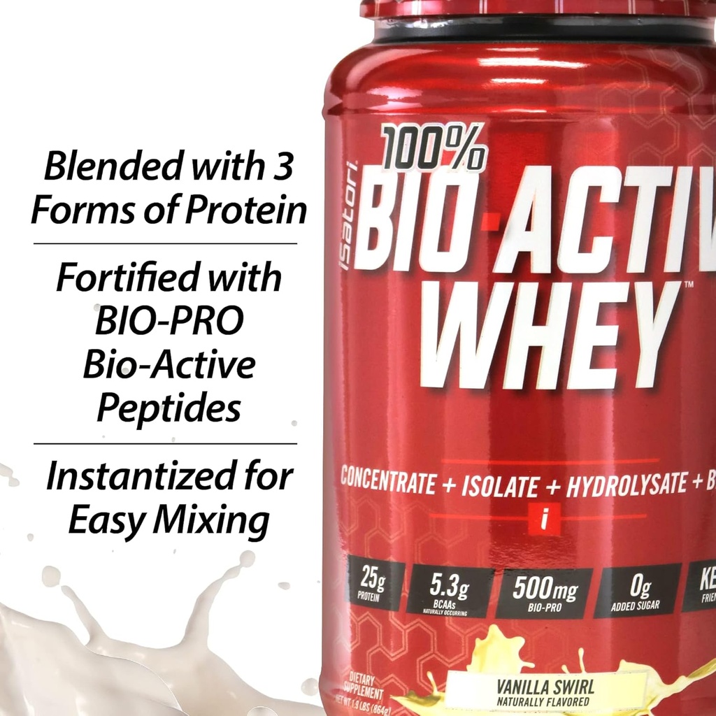 iSatori 100% Bio-Active Whey Protein Powder, Muscle Growth & Recovery with Whey Isolate, Hydrolysate, Concentrate, BCAAs & Colostrum Peptides, 25g of Protein Per Serving - Vanilla Swirl (26 Servings) 6