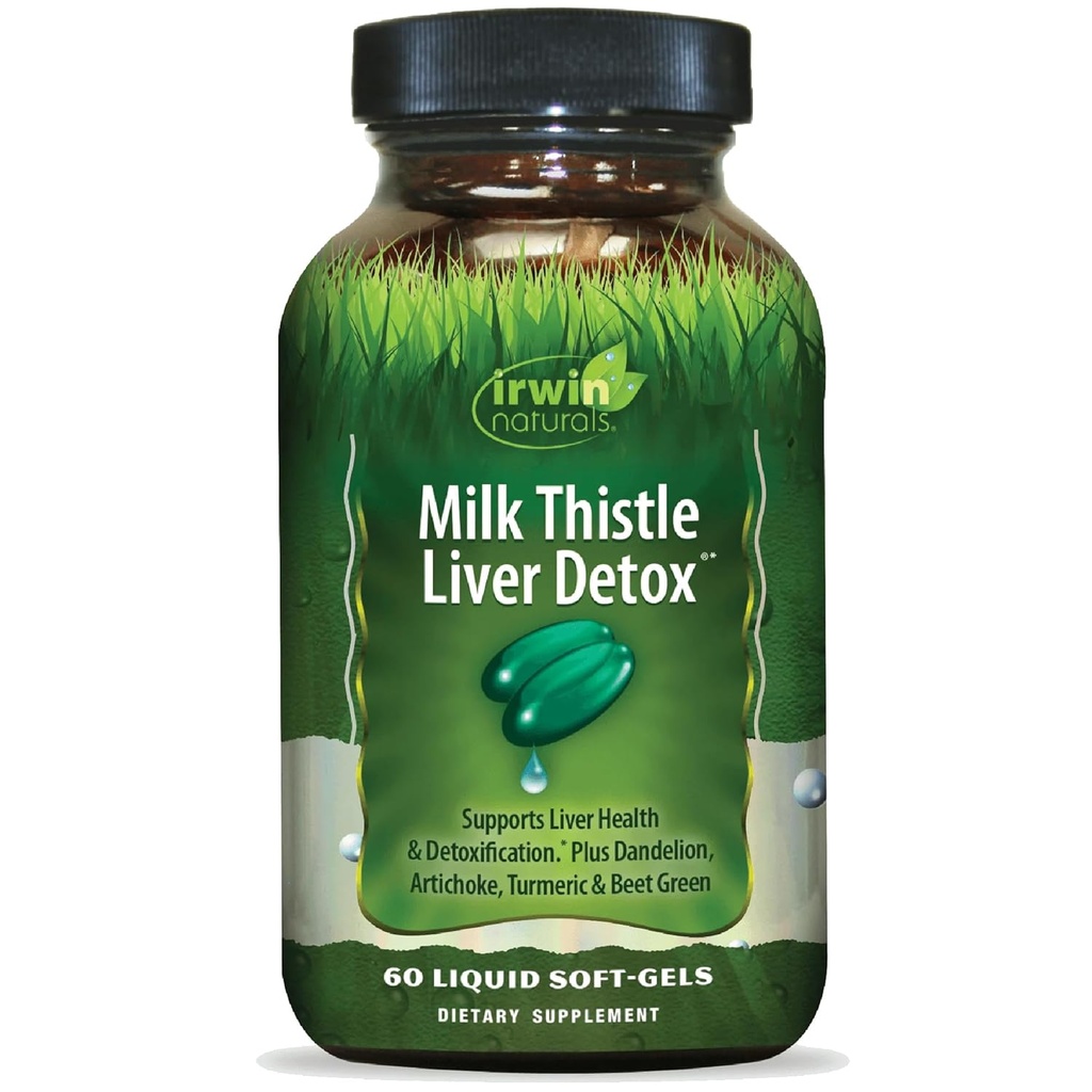 Irwin Naturals Milk Thistle Liver Detox - 60 Liquid Soft-Gels, Supports Liver Health with Dandelion, Artichoke, Turmeric & Green Beet Root - 30 Total Servings 2