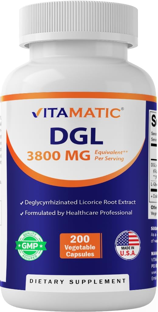 Vitamatic DGL Licorice 3800 mg Equivalent Per Serving (from 10:1 Extract 380 mg) - 10X Stronger - Supports Healthy Digestive & Respiratory Functions - 200 Capsules 2