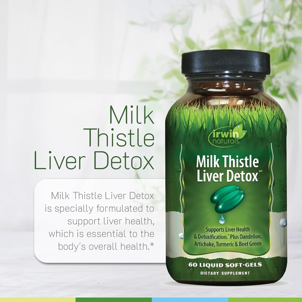 Irwin Naturals Milk Thistle Liver Detox - 60 Liquid Soft-Gels, Supports Liver Health with Dandelion, Artichoke, Turmeric & Green Beet Root - 30 Total Servings 6