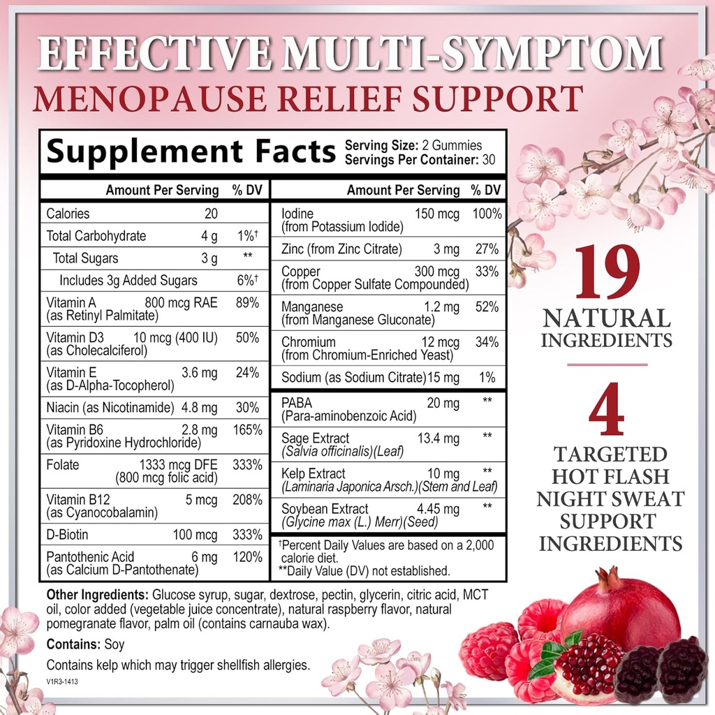 Menopause Supplements for Women Gummies - Menopause Relief Gummy, Complete Natural Mild Hot Flashes & Night Sweats Support, Multi-Benefit Support for Balance & Energy, Gluten-Free - 60 Gummies 3