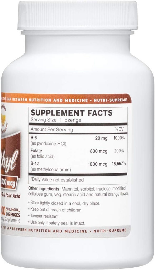 Kosher B12 Lozenge (Methyl) W/ B6- Folic Acid and Biotin 100 Lozenges 3