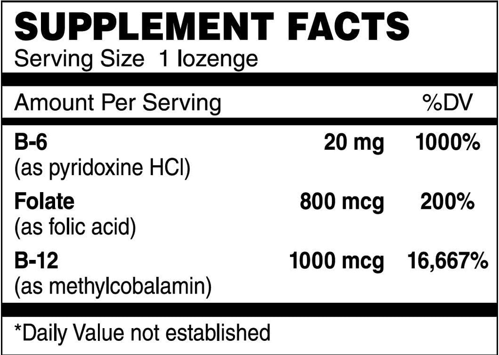 Kosher B12 Lozenge (Methyl) W/ B6- Folic Acid and Biotin 100 Lozenges 4