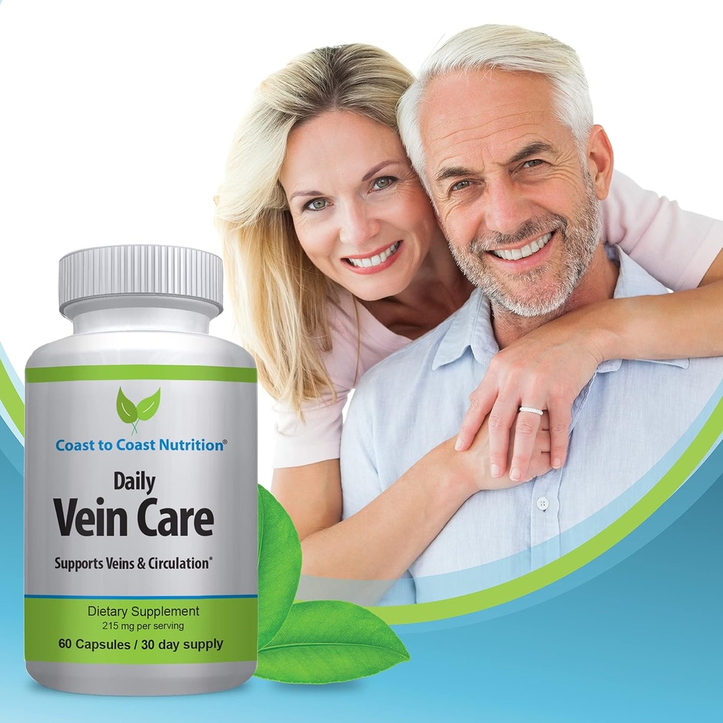 Daily Vein Care Supplement Capsules — Circulation Formula with a Natural Blend of Calcium, Vitamin D3, Vitamin K2 Plus BioPerine for Max Absorption Vein Formula — 60 Capsules 6