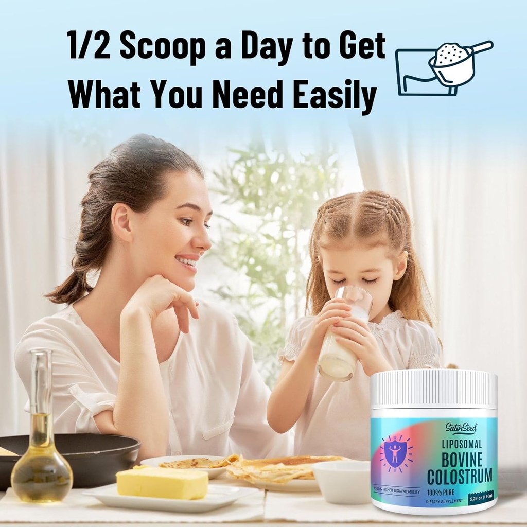 Liposomal Bovine Colostrum Powder Supplement 100% Pure Colostrum, 1500% Higher Bioavailability for Immune and Gut Health (60 Servings) 5