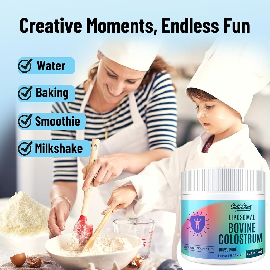 Liposomal Bovine Colostrum Powder Supplement 100% Pure Colostrum, 1500% Higher Bioavailability for Immune and Gut Health (60 Servings) 6