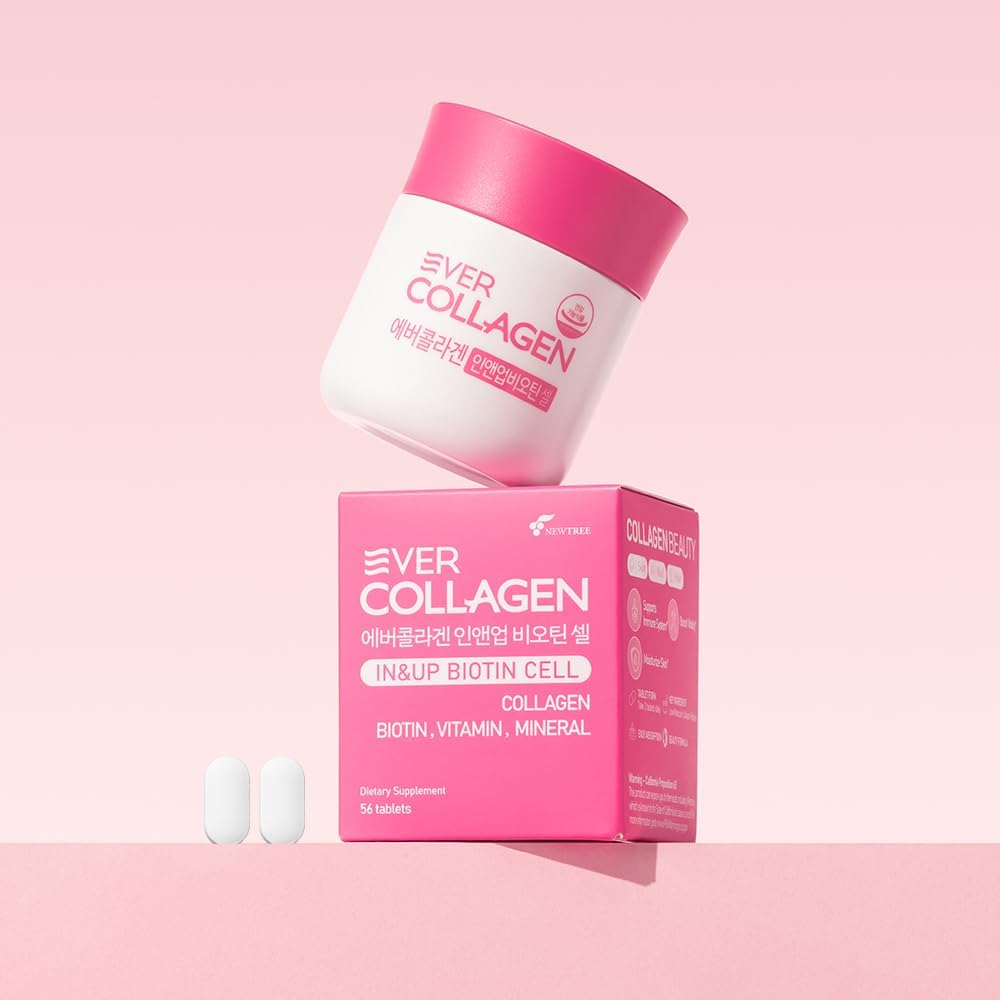 Ever Collagen in&UP Biotin Cell, Low Molecular Marine Fish Collagen Peptides Tablets with Vitamin Selenium Supplements - Healthy Skin, Hair, Nail for Women - Antioxidant Supplement 3