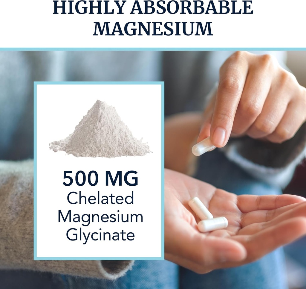 Magnesium Lotion and Magnesium Glycinate Supplement | Full Body Magnesium Support for Body and Mind with 8 Fl Oz Topical Magnesium Plus 500mg Magnesium Glycinate Pills 5