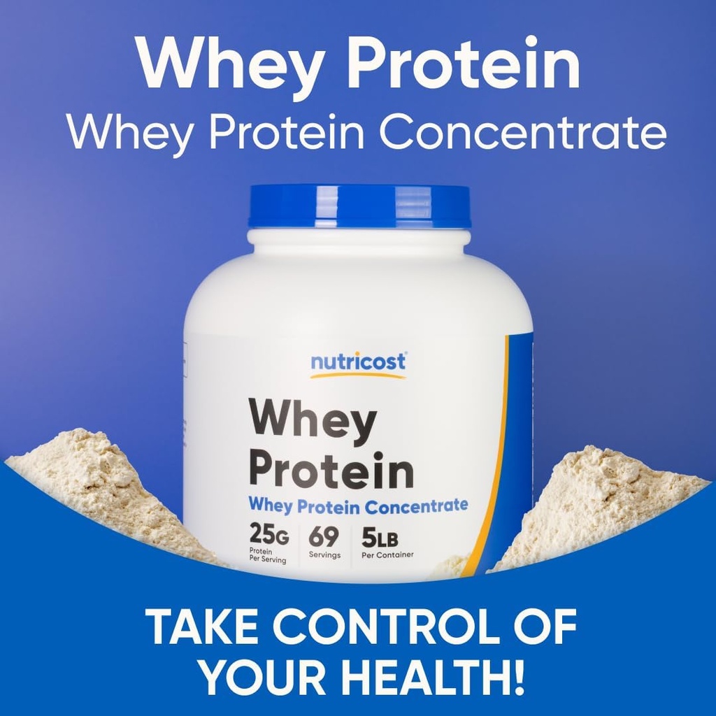 Nutricost Whey Protein Powder, Unflavored, 5 pounds - from Whey Protein Concentrate 6