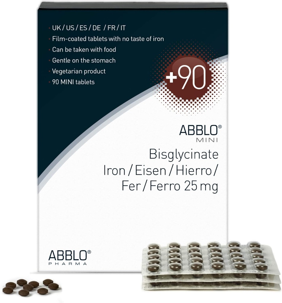25mg. ABBLO Iron Bisglycinate is Very Gentle on The Stomach, and can be Taken with Food and Calcium Tablets. 2