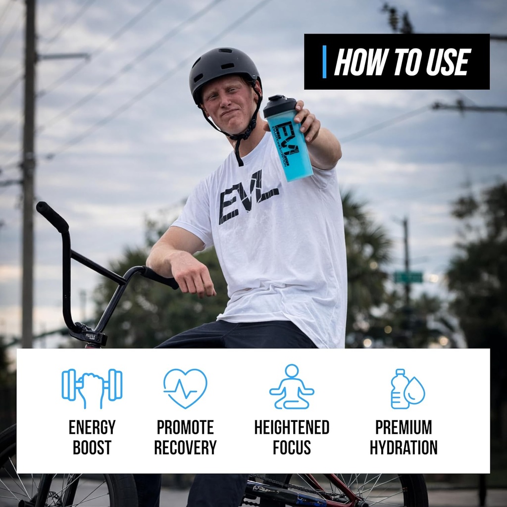 EVL BCAAs Amino Acids Powder - BCAA Energy Pre Workout Powder for Muscle Recovery Lean Growth and Endurance - Rehydrating Post Workout Recovery Drink with Natural Caffeine - Blue Raz 5