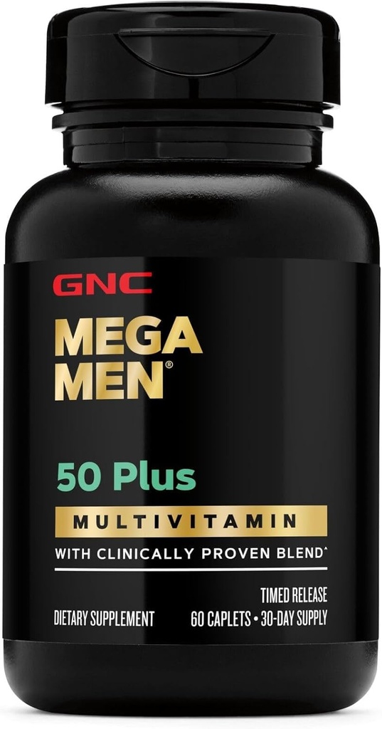 GNC Mega Men 50 Plus Multivitamin Caplets, Clinically Proven, Heart & Prostate Health, B Vitamins, Saw Palmetto, Memory, Vitamin D-3, 60 count 5