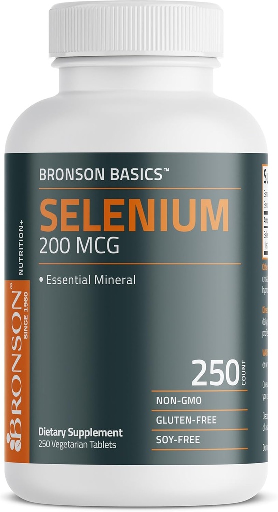 Bronson Selenium 200 mcg Immune & Antioxidant Support Essential Mineral, 250 Vegetarian Tablets 6