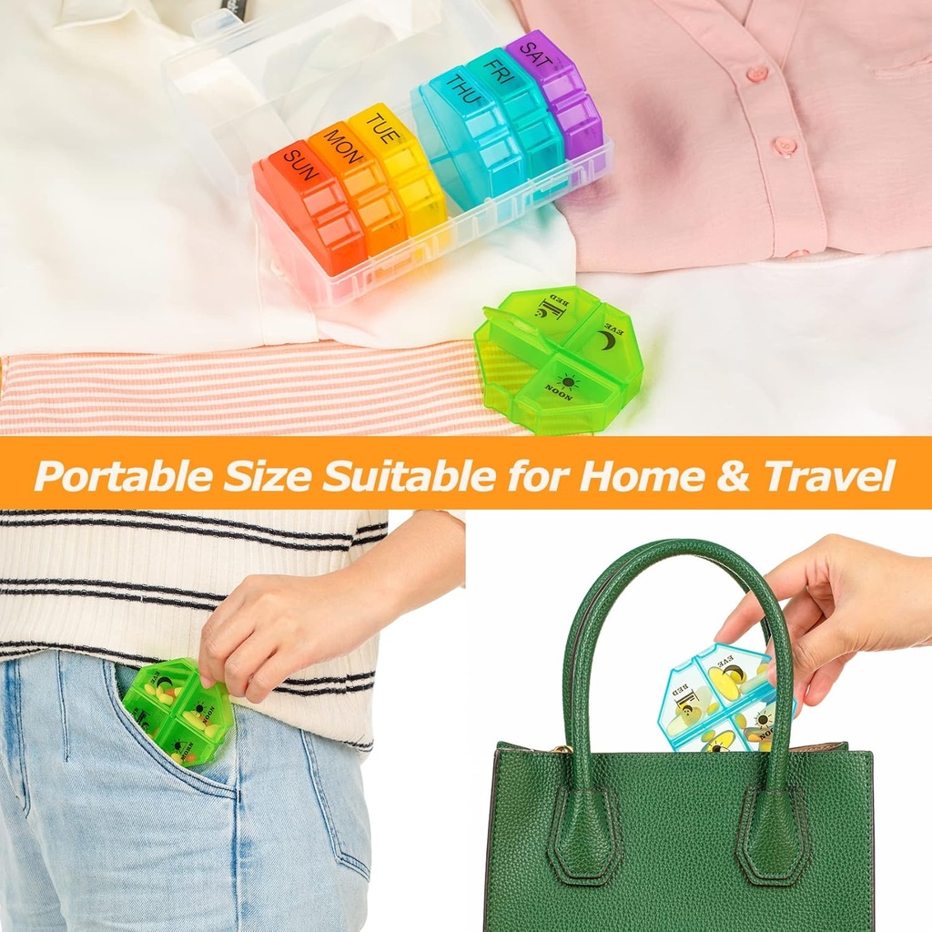 Weekly Pill Organizer 4 Times a Day, Large Pill Box 7 Day Daily Pill Case with 28 Extra Large Compartments Portable Travel Pill Container Big Medicine Organizer for Supplement Vitamin (White) 6