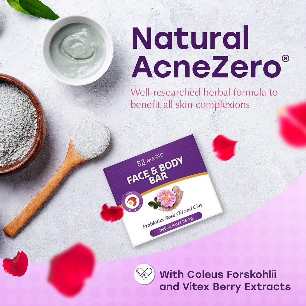 MASSE' Dietary Supplement for Probiotic Balance & Restore Formula and Sensitive Skin Face Wash with AcneZero Skin Cleanser 4