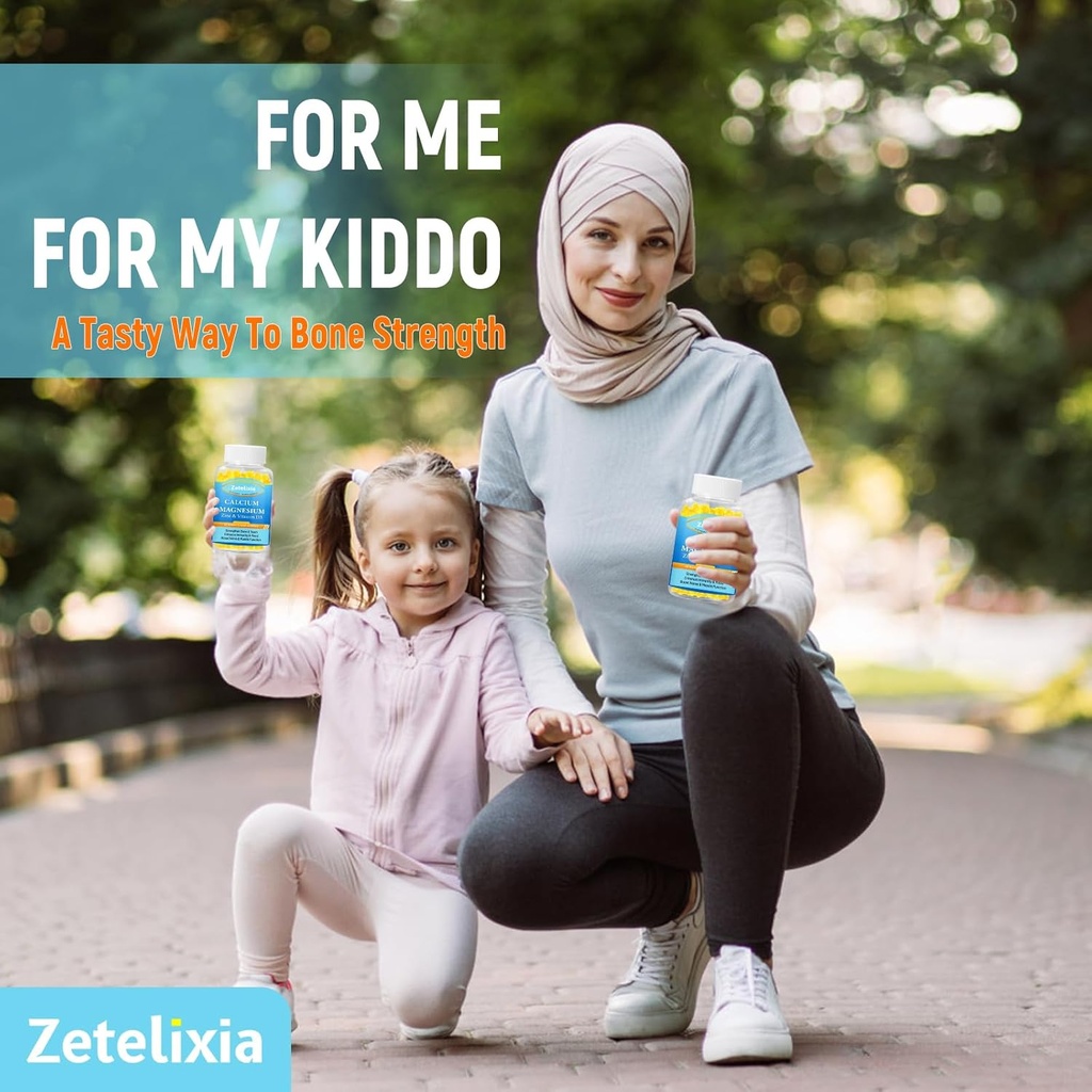 Calcium Magnesium Zinc Gummies for Adults & Kids,Sugar Free Calcium Citrate Supplement,High Absorption Magnesium Glycinate Gummies with Vitamin D3 & K2 - Bone & Muscle & Immune Health(60 Count) 6