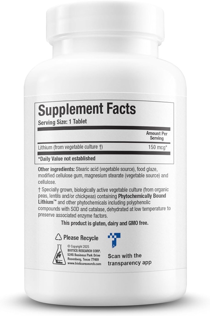 Biotics Research Li Zyme Forte Plant-sourced, phytochemically Bound Lithium, Supports Brain Function, Memory and Mood Support,100 Tablets 3