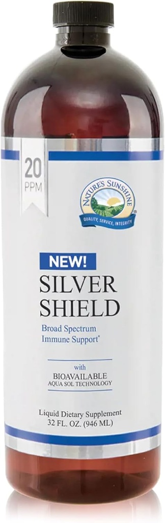 Nature's Sunshine Silver Shield Liquid, 6 Fl Oz | Colloidal Silver Liquid with Aqua Sol Technology Provides Immune Support and Protection 6