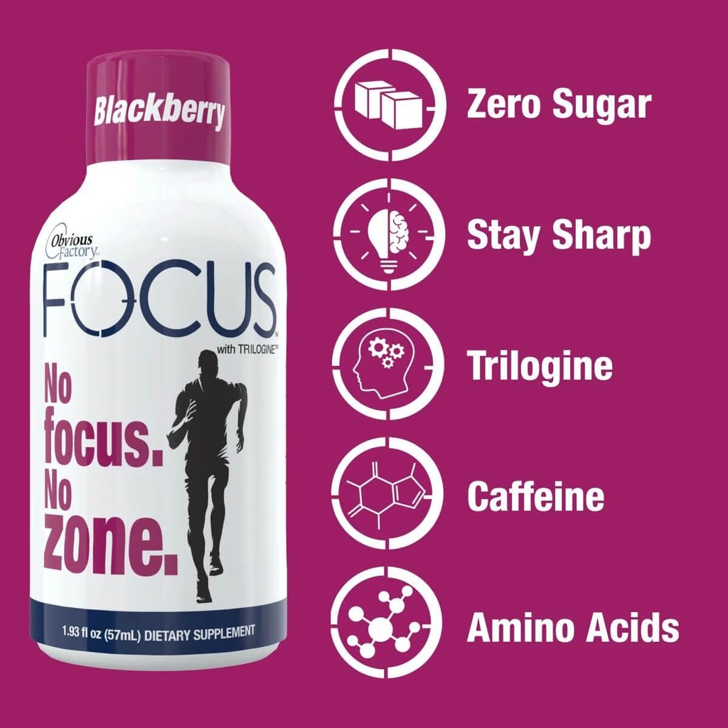 Focus Shots with Trilogine, Stay Sharp, Zero Sugar Energy Boost, Variety Pack, 24 Count (1.93 fl oz), Blackberry, Lemon Lime Flavors 3