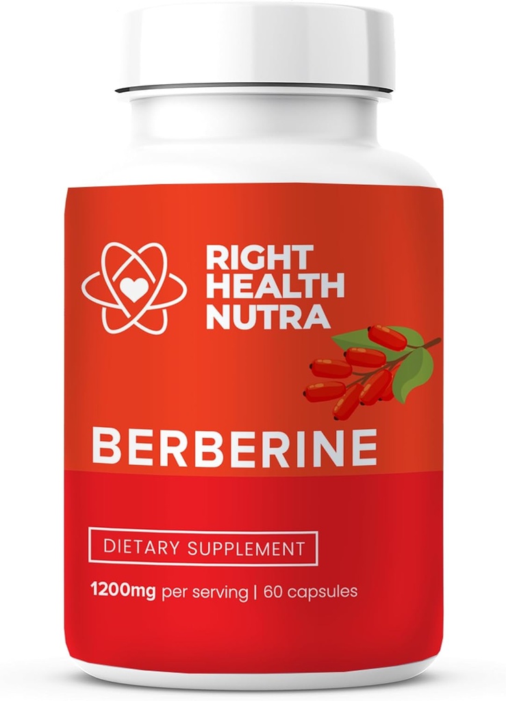 Right Health Nutra - Berberine 1200mg - 60 Capsules - Pure, Natural Support for Fighting Free Radicals, Boost Immunity & Balance Microbiome - Vegan & Natural Berberine Capsules 2
