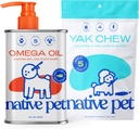Native Pet Omega Oil for Dogs - Fish Oil Supplements 8 Oz & 5 Small Yak Chews for Dogs | Pasture-Raised and Organic Yak Cheese Himalayan Churpi Sticks 2