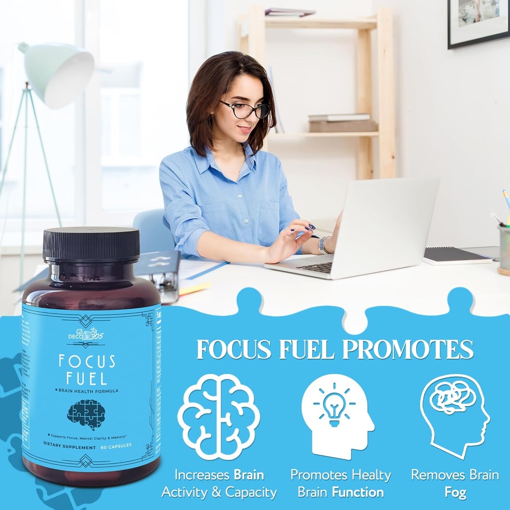 Focus Fuel Neuro Capsules: Boost Mental Clarity, Focus & Memory with DMAE, L-Glutamine & Essential Vitamins - 60 Capsules 3