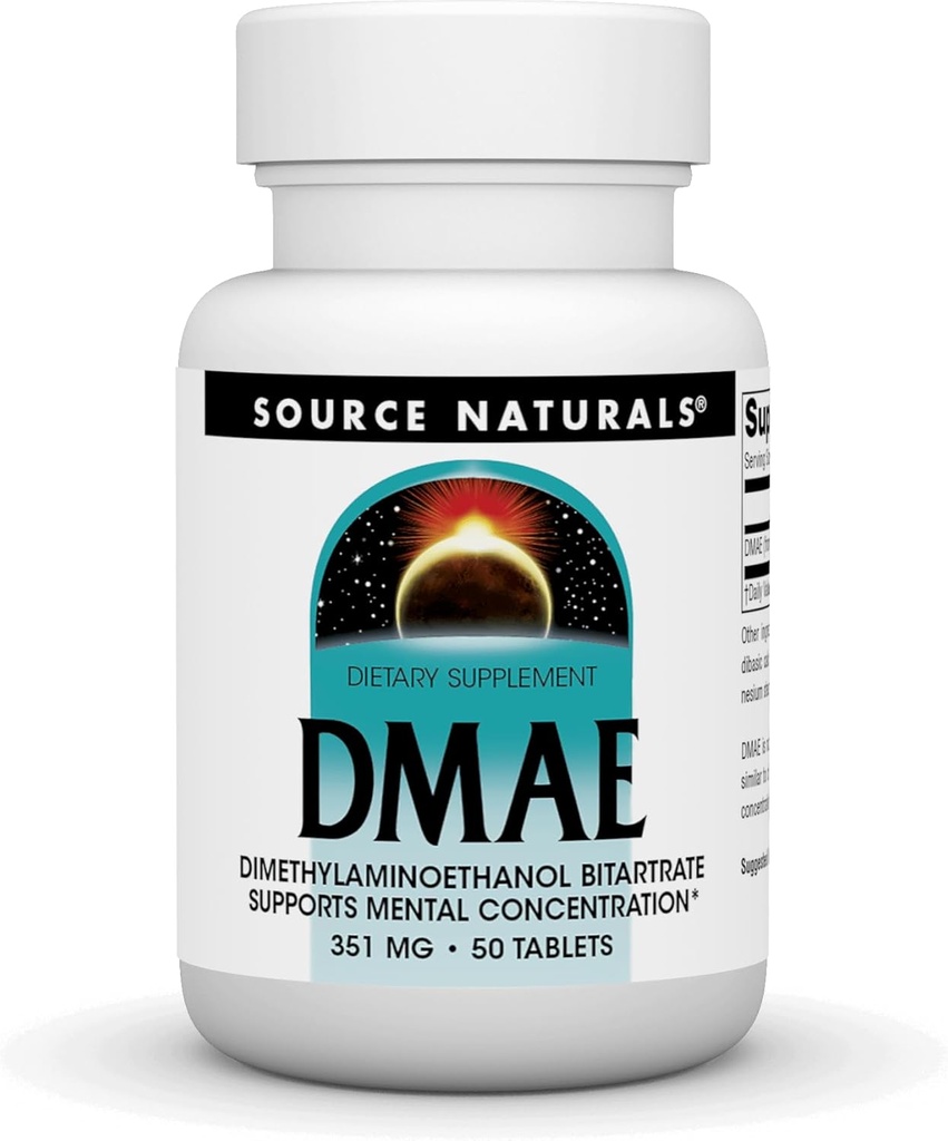 Source Naturals DMAE, Dimethylaminoethanol Bitartrate - Supports Mental Concentration - 50 Tablets 2