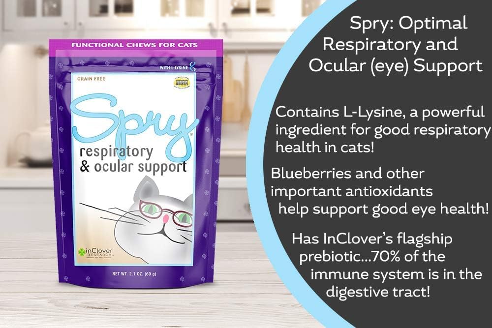 In Clover Spry Daily Respiratory and Ocular Support Soft Chews for Cats, with L-Lysine, Superfoods, and Prebiotics for a Strong Immune System, 2.1 oz. (60 count) 5