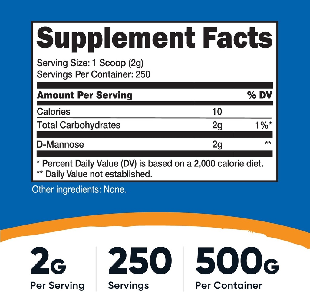 Nutricost D-Mannose Powder 500 Grams (250 Servings) - Vegan, Non-GMO and Gluten Free 3