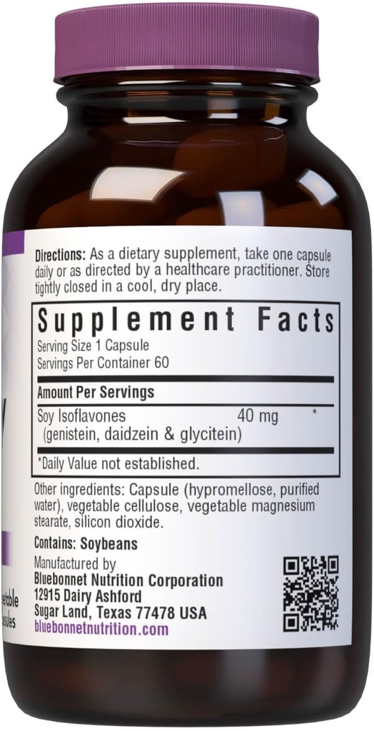 Bluebonnet Nutrition Non-GMO Soy Isoflavones, Bone Health*, Vegan, Kosher Parve, Gluten-Free, 60 Vegetable Capsules, 60 Servings 3