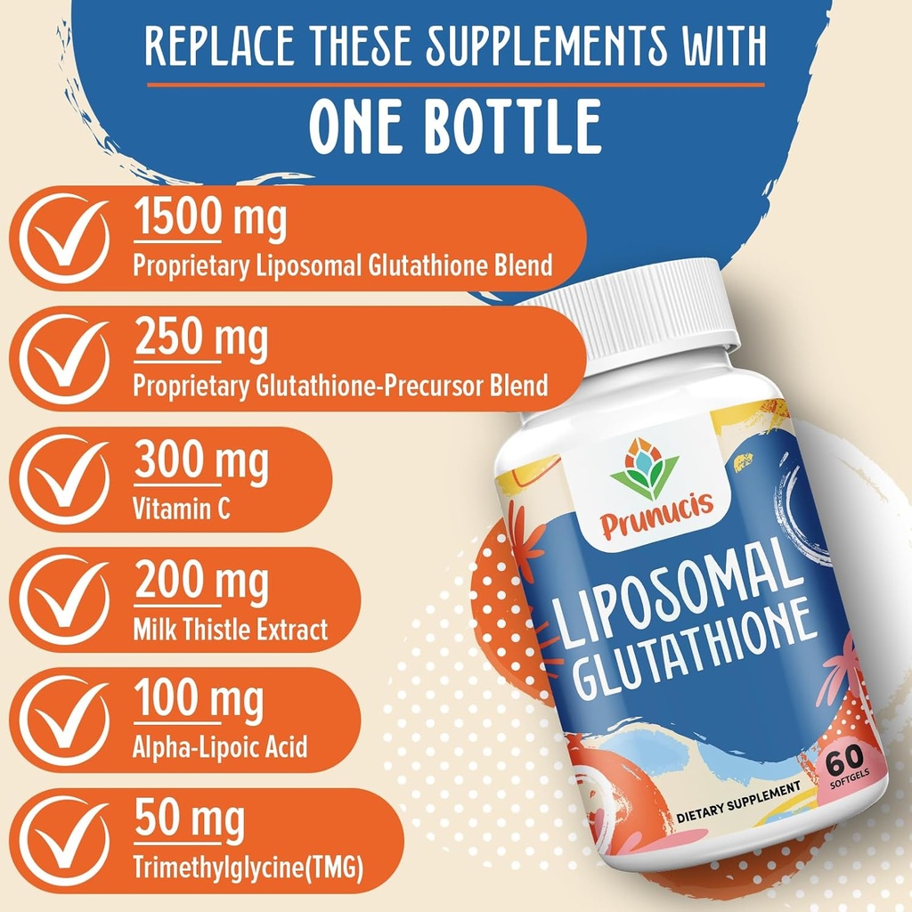 2400MG Liposomal Glutathione, with Vitamin C, Milk Thistle & Alpha-Lipoic Acid, Master Antioxidants, Pure Reduced L-Glutathione - Immune System, Cell Repair, Energy, High Absorption, 240 Softgels 6