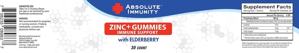 Absolute Immunity- ZINC and Elderberry Gummies - Immune System Health - Adults and Kids 30ct. 2 Pack 3