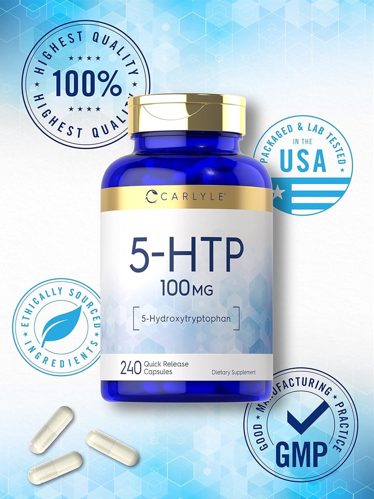 Carlyle 5HTP | 100mg | 240 Capsules | 5 Hydroxtryptophan | Non-GMO & Gluten Free Supplement 6