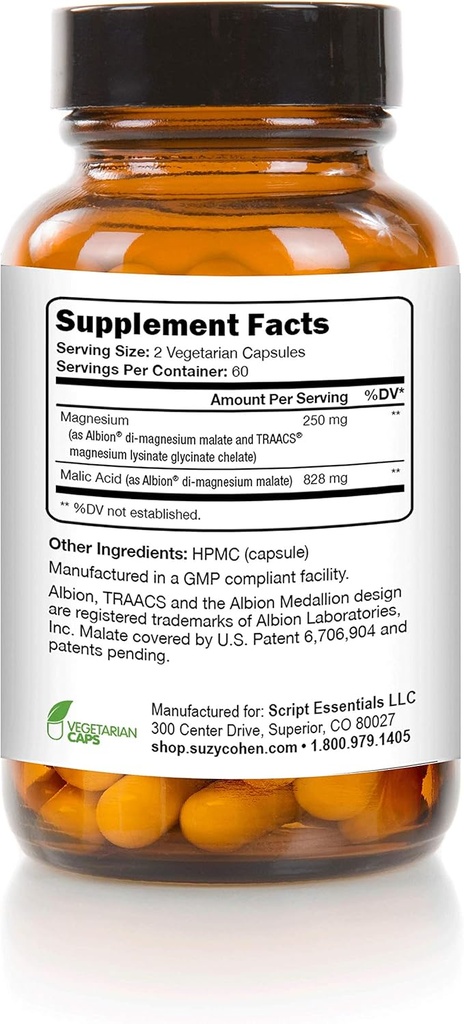 Chelated Magnesium Capsules - Supports Nerve and Muscle Function - 90 Capsules - by Suzy Cohen, RPh 3