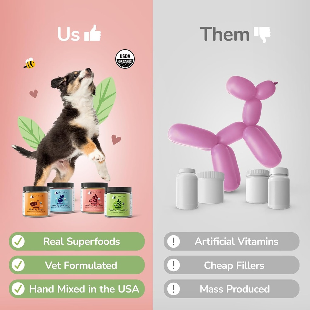 kin+kind Organic Multivitamin for Dogs & Cats - Pet Supplement for Healthy Skin and Coat - Safe, Natural Formula with Wheatgrass, Kelp, Seaweed and Coconut - Made in USA - 8 oz (Large) 4