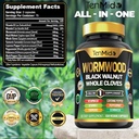 Wormwood Capsules Supplement for Men and Women, 10in1 Formula with Black Walnut, Whole Cloves, Turmeric, Cayenne Pepper & More - Digestive, Immune Support - Nutrient Rich - 150 Capsules 3