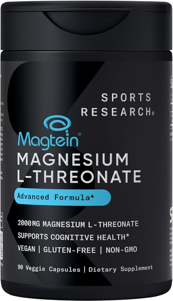 Sports Research Magtein Magnesium L-Threonate Capsules (2000mg, 90 Capsules), Vegan Vitamin D3 + K2 w/Organic Coconut Oil (5000iu VIT. D 100mcg Mk7 VIT. K, 60 Softgels) and L-Theanine (200mg, 60 ct) 6