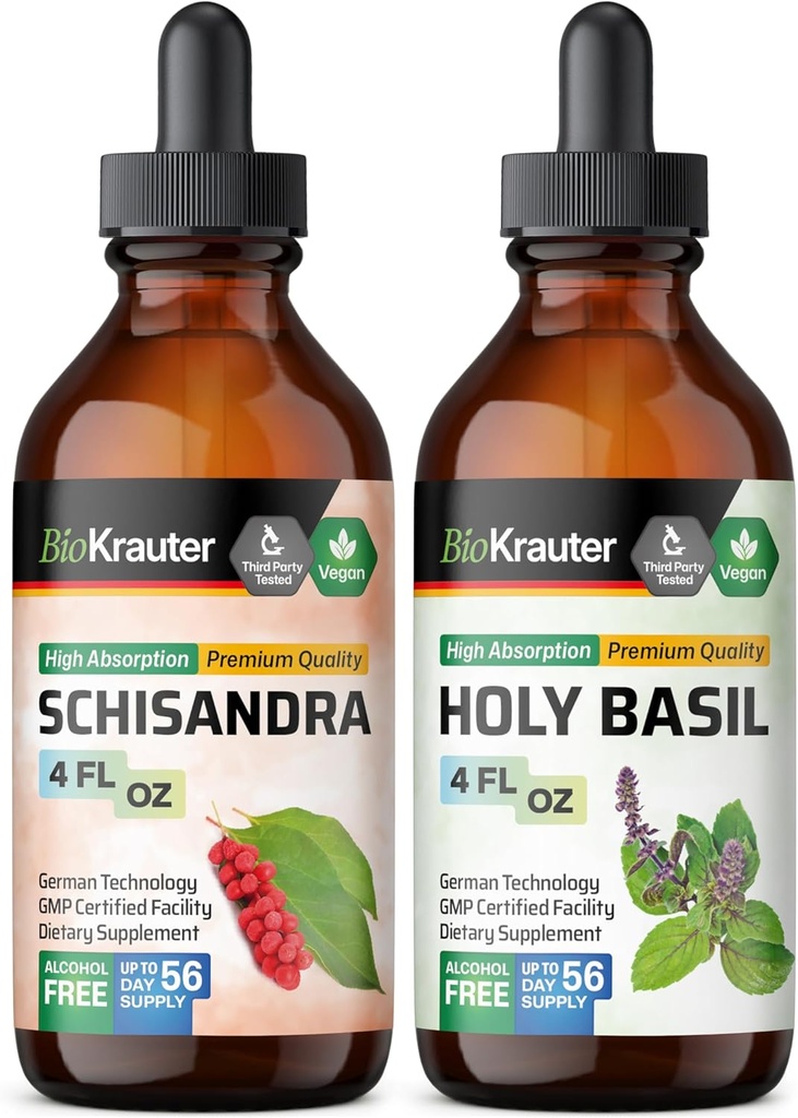 BIO KRAUTER Schisandra Tincture 4 Fl. Oz. & Holy Basil Tincture 4 Fl. Oz. 2