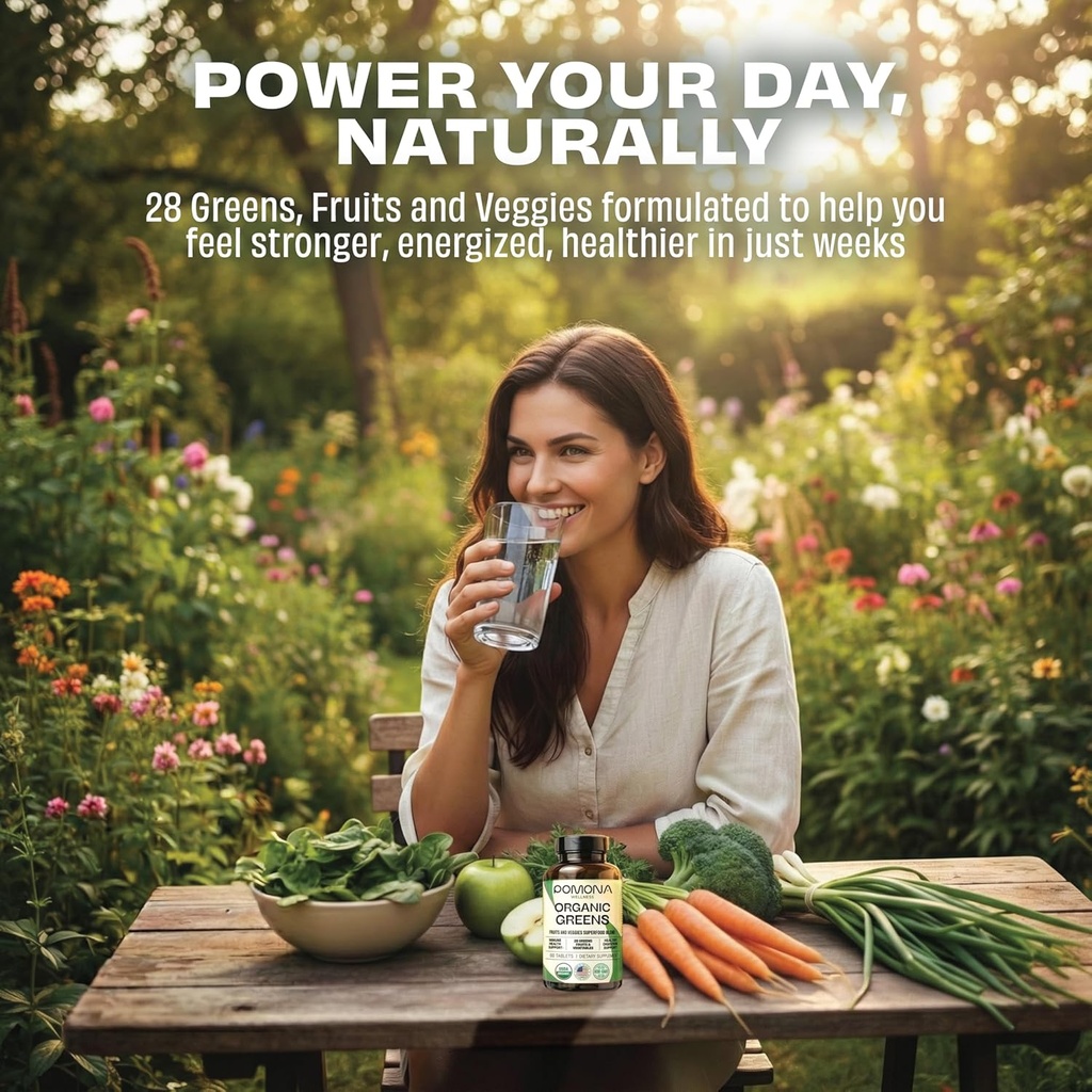 Pomona Wellness Super Greens Supplement, Full of Superfood Vitamins & Minerals, Fruits & Vegetable, Greens Powder for Bloating and Digestion, Gut Health, USDA Organic, Non-GMO, 60 Tablets 5