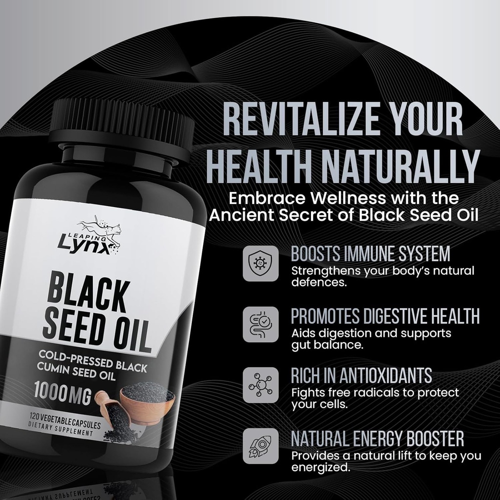 Pure Organic Cold-Pressed Black Seed Oil Capsules - Vegan Non-GMO Pure Nigella Sativa Black Cumin Seed Oil for Beauty Immunity & Overall Wellness Support - Thymoquinone-Rich 1000mg Serving (60 Day) 6