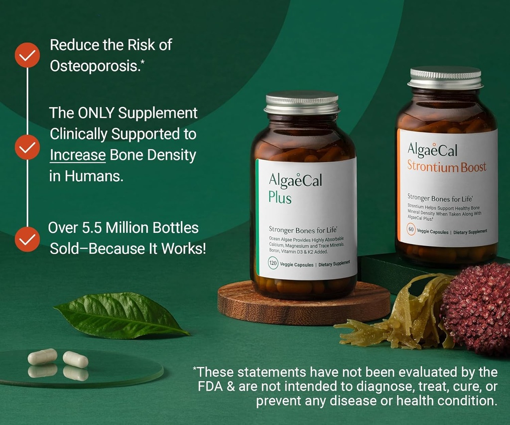 ALGAECAL Ultimate Bone Bundle - D3 Complete (1000 IU) + K2, Vitamin E, Vitamin A & Plant-Based Calcium for Increased Bone Density & Omega 3 Fish Oil with 1200mg EPA DHA 3